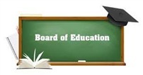 Animated chalk board with board of education written on it.